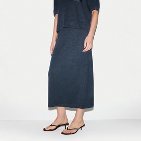 Linen Contrast Pocket Knitted Skirt