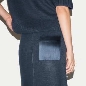 Linen Contrast Pocket Knitted Skirt