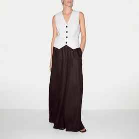 Linen Wide-Leg Palazzo Trousers