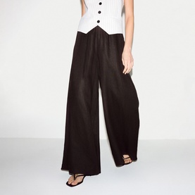 Linen Wide-Leg Palazzo Trousers