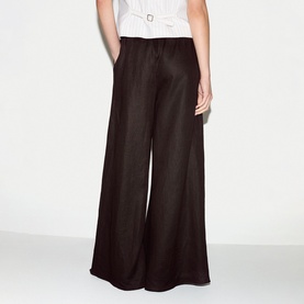 Linen Wide-Leg Palazzo Trousers