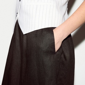 Linen Wide-Leg Palazzo Trousers