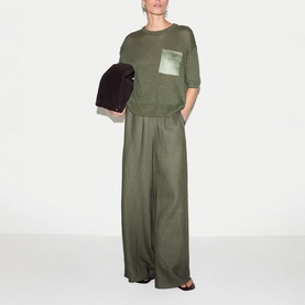 Linen Wide-Leg Palazzo Trousers