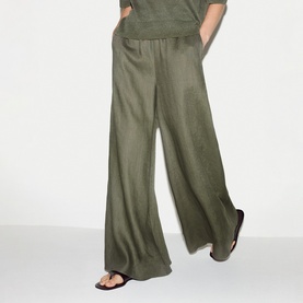 Linen Wide-Leg Palazzo Trousers