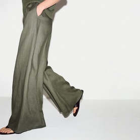 Linen Wide-Leg Palazzo Trousers