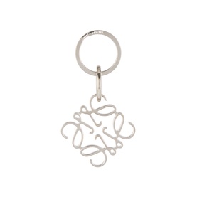 Loewe Anagram Logo Keyring in palladium, brass with open-work anagram charm and polished silver-tone ring attachment