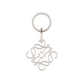 Loewe Anagram Logo Keyring in palladium, brass with open-work anagram charm on silver-tone split ring