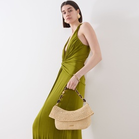 Ola Raffia Crochet Medium Shoulder Bag