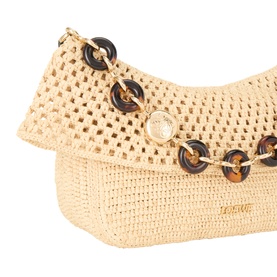 Ola Raffia Crochet Medium Shoulder Bag