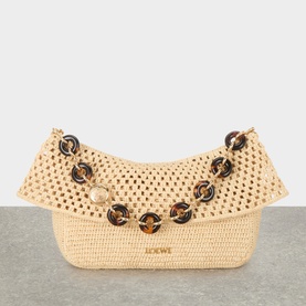 Ola Raffia Crochet Medium Shoulder Bag