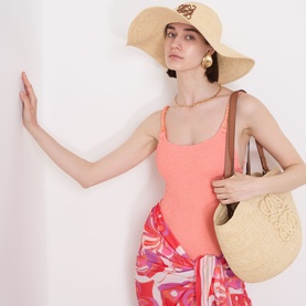 Anagram Logo Raffia Sun Hat