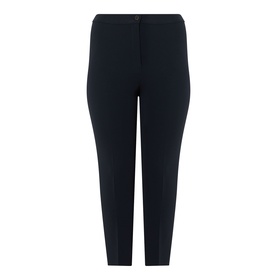 Marina Rinaldi midnight blue tapered trousers with single button fastening and front crease detail