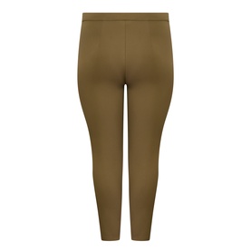Marina Rinaldi kaki cotton-blend legging trousers, rear view showing fitted silhouette and elasticated waistband.
