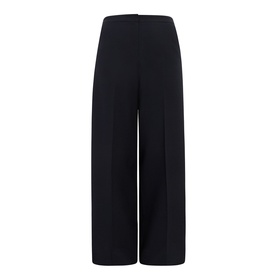 Marina Rinaldi wide-leg trousers in midnight blue, high-waisted with centre front crease, 96% virgin wool blend