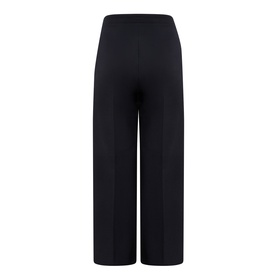 Marina Rinaldi midnight blue wide-leg wool trousers, rear view showing clean silhouette and centre front crease
