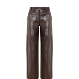 Legno Wide Leg Leather Trousers