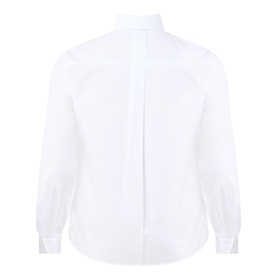 Persona Bianco Solid Shirt in Optical White, rear view showing box pleat, long sleeves with buttoned cuffs, 100% cotton