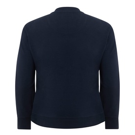 Persona Midnight Blue cotton-blend top, back view, crew neck with long sleeves and relaxed fit