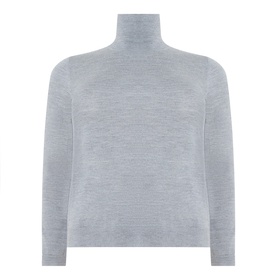 Persona medium grey 100% virgin wool turtleneck jumper with long sleeves and relaxed fit