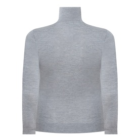 Persona medium grey 100% virgin wool turtleneck top with long sleeves and fine-knit finish