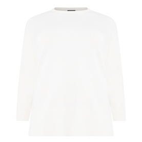 Persona white long-sleeve wool top with crew neck and relaxed fit