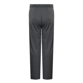 Persona black and white houndstooth trousers, elasticated waist, straight leg, shown from the back