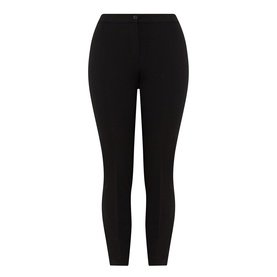 Persona black slim-fit trousers in stretch viscose blend, high-rise waist, cropped ankle length