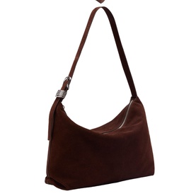 Buckle Detail Suede Shoulder Bag