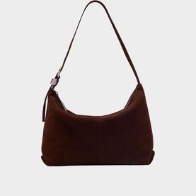 Buckle Detail Suede Shoulder Bag