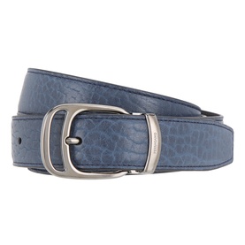 Salvatore Ferragamo Graphite Nero leather belt with textured finish and silver-tone oval buckle