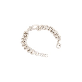 Salvatore Ferragamo silver chunky curb-link chain bracelet in brass with lobster clasp fastening and extender links.