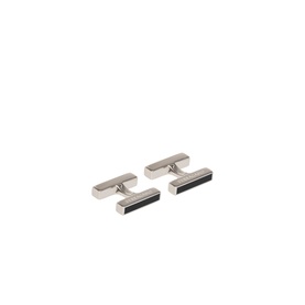Salvatore Ferragamo silver-tone brass cufflinks with black enamel bar detail and T-bar fastening, set of two