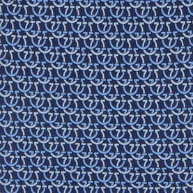 Salvatore Ferragamo navy silk tie with repeated Gancini motif pattern in light blue tones