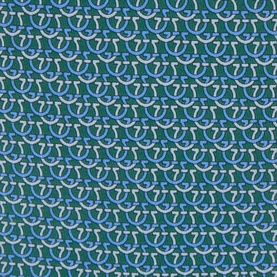 Salvatore Ferragamo green silk tie with all-over blue and white Gancini horseshoe print pattern detail