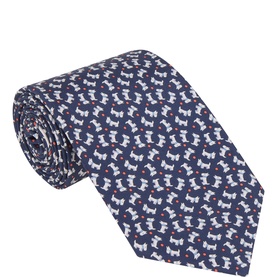 Dog Print Silk Tie