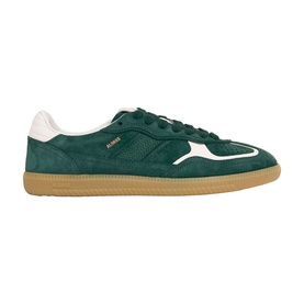 Alohas green suede low-top trainers with white leather panels, lace-up fastening, and gum rubber sole