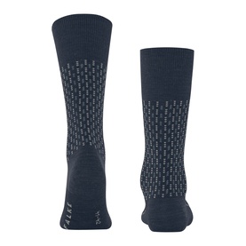 Falke Space Blue men's socks, front and back view, with subtle textured dot pattern and ribbed cuff.