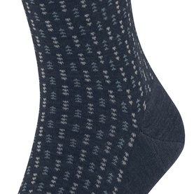Falke Space Blue men's socks with a fine geometric textured pattern in tonal grey and navy knit detail.