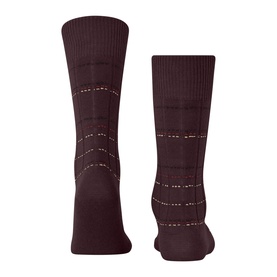 Falke men's socks in Barolo, shown from the back with subtle tonal check pattern and ribbed cuff detail.