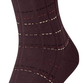 Falke barolo socks in deep burgundy with ribbed texture and multicolour dash stripe detail