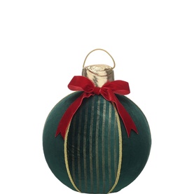 Green Velvet Ball with Red Bow Tree Decoration 35cm