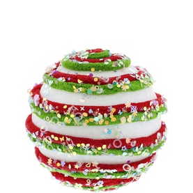 Striped Encrusted Ball Tree Decoration 10cm