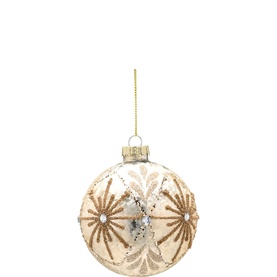 Gold Beaded Glass Ball Tree Decoration 8cm