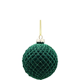 Flocked Pillow Design Glass Ball Tree Decoration 8cm