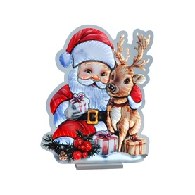 Festive Productions Infinity Santa and Reindeer 40cm LED light decoration, multicolour sculpted Santa and reindeer tabletop figure