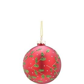 Leaf Glass Ball Tree Decoration 8cm