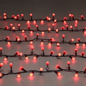 Festive Productions Mini Cherry Lights 1000 LED in red, showing densely layered strands with round berry-style bulbs on dark green wire