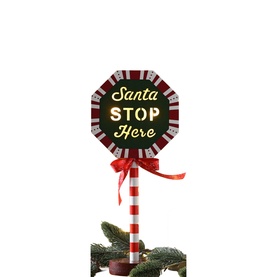 Lit Santa Stop Sign 32cm