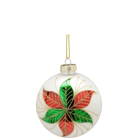 Poinsettia Glass Ball Tree Decoration 8cm