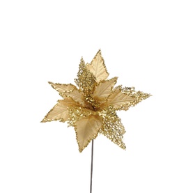 Velvet Glitter Poinsettia Stem 45cm